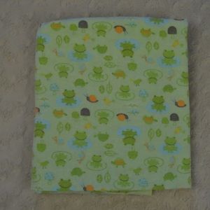 Babies R Us Turtle Frog Snail Baby Receiving Blanket Green Orange Leaf Flannel